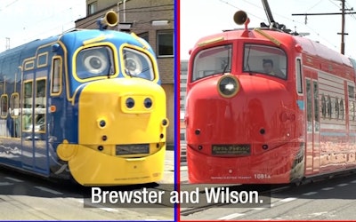 将全世界受欢迎的铁路动画「查金顿」的人气角色实车化！威尔逊和布鲁斯特介绍了作为有轨电车行驶的旅游列车"鱼丸查金顿"。